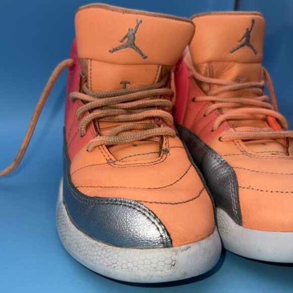 Nike Kids 1Y Jordan 12 Reto Sunrise Basketball Sneakers Orange Pink 510816-601 - Picture 11 of 12